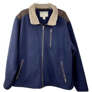 Orvis Stowe‎ Sherpa Faux Leather Fleece Jacket L